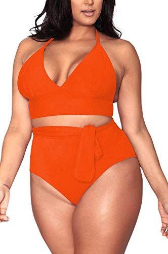 Plus-Size High-Waisted Tummy Control Two-Piece Swimsuit 