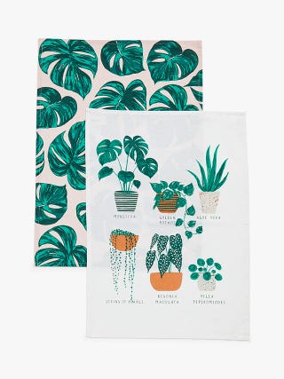 John Lewis & Partners Monstera Houseplant Tea Towels, Pack of 2, £8