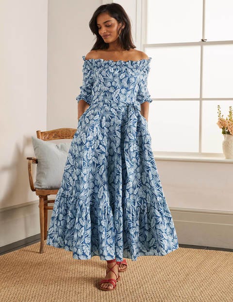 Rosalind Tiered Midi Dress - Aircraft, Palm
