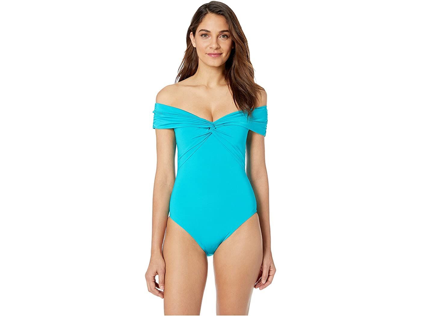 Rishine Womens One-Piece Swimsuits Summer Casual Dot Print Ruffled Sleeve Off Shoulder Monokini Bikini 