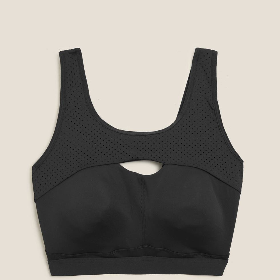 M&S GOOD MOVE NON WIRED HIGH IMPACT SPORTS BRA in BLACK Size 36C