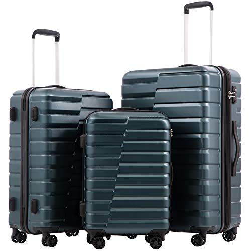 LONG VACATION Luggage Set 4 Piece Luggage Set ABS hardshell TSA Lock  Spinner Wheels Luggage Carry on Suitcase (APPLE GREEN, 6 piece set)