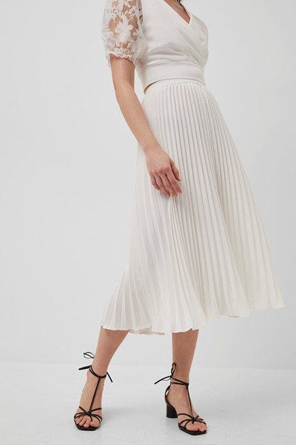 Crepe Light Pleated Midi Skirt