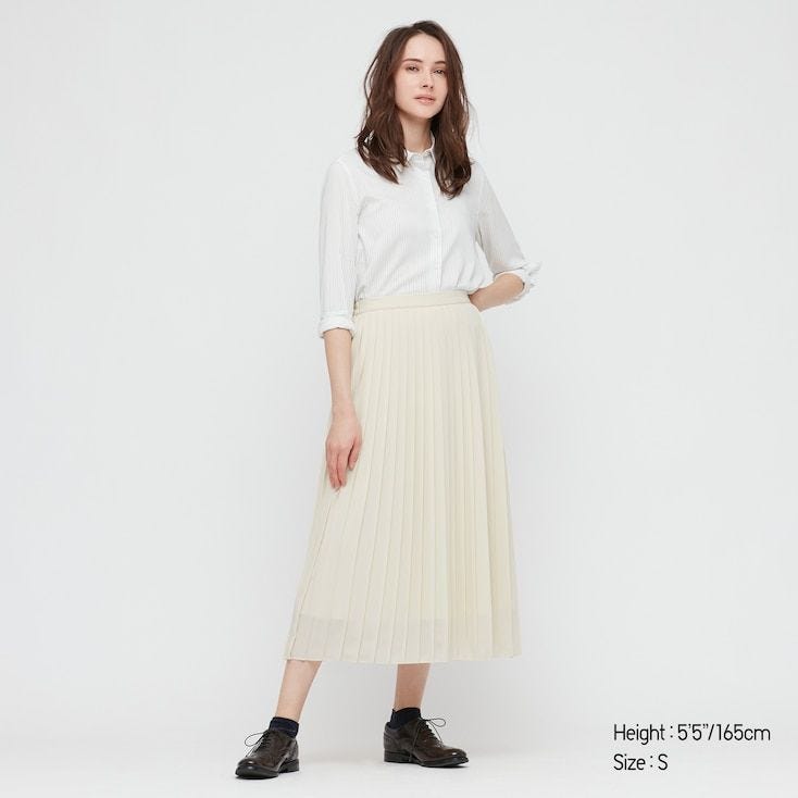 Women Chiffon Pleated Long Skirt 