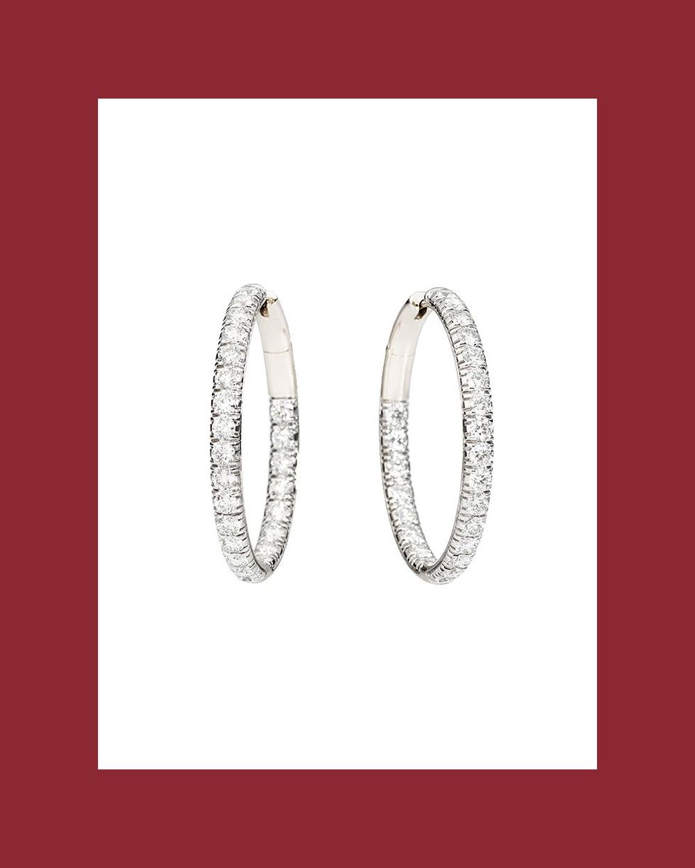 18K White Gold Tango Diamond Hoop Earrings