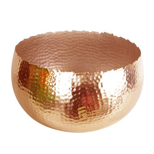 Curved Edge Hammered Metal Bowl, Copper