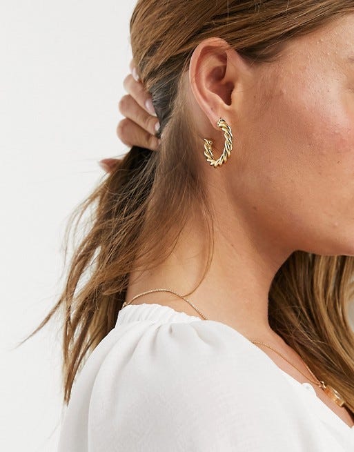 ASOS Design 14k gold plated twist hoop earrings