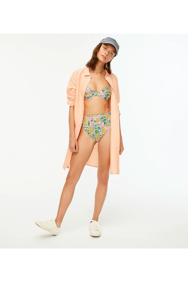 Button-Up Beach Cover-Up in Linen Cotton