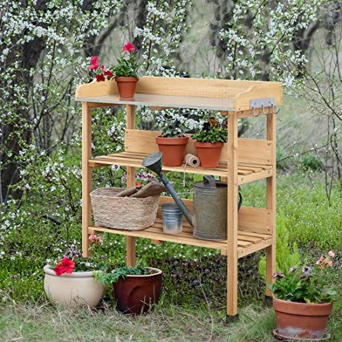 Potting Bench with Metal Top