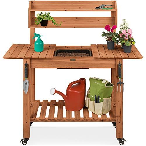 Sliding Top Potting Bench with Wheels