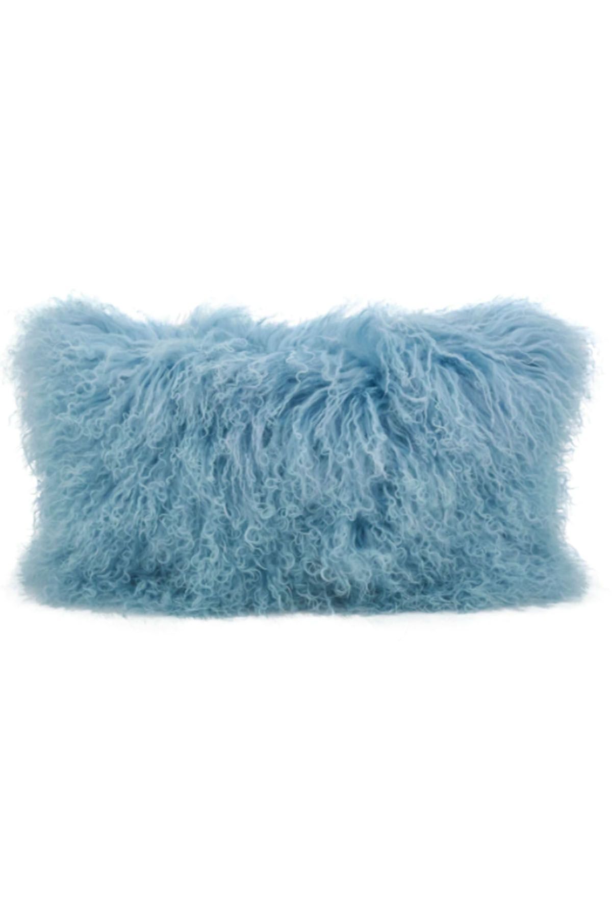Wool Mongolian Lamb Fur 12 x 20 Decorative Throw Pillow 