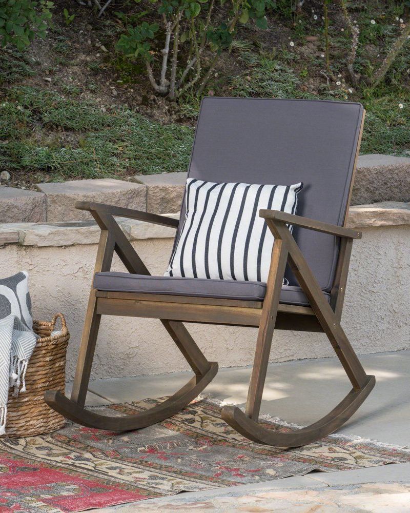 Acacia Wood Rocking Chair with Cushion