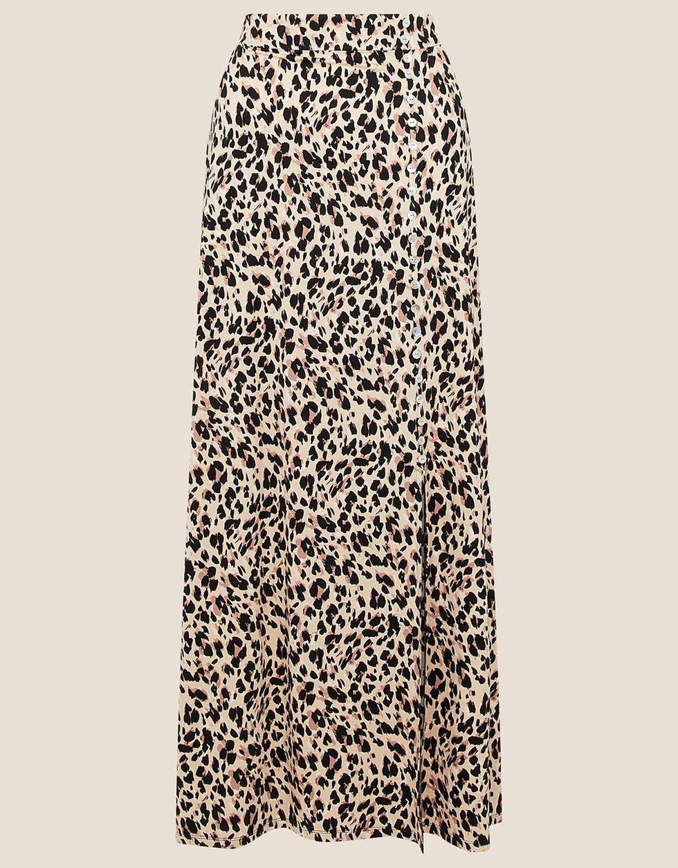 Vikky animal print maxi skirt camel