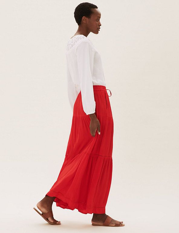 Marks and spencer outlet red maxi skirt