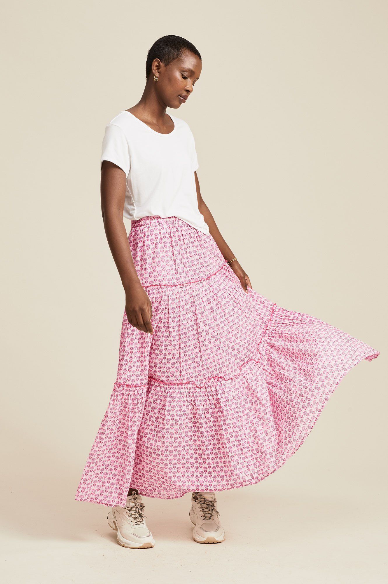 Buy Gingham Flared Maxi Long Skirt for Women Online in India