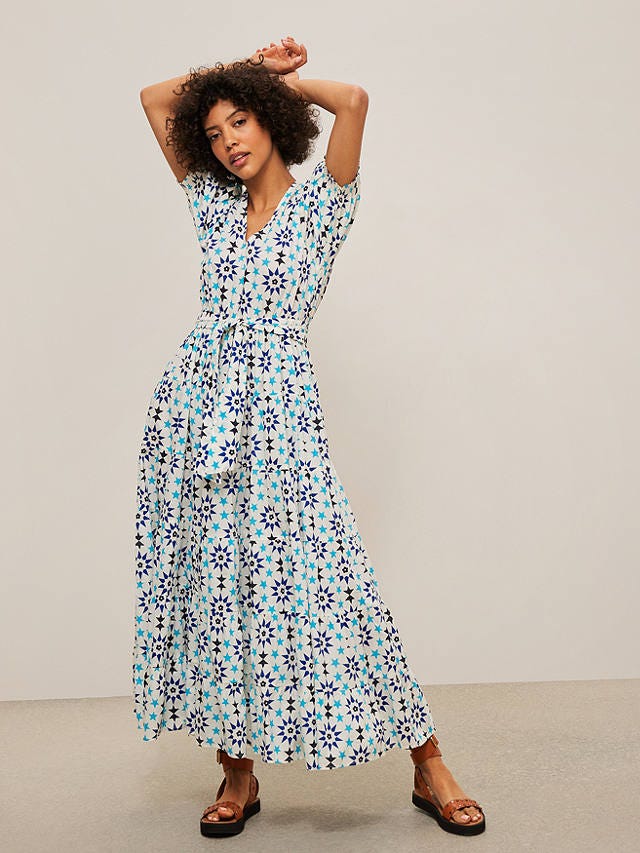 AND/OR La Galeria Elefante Lyrical Block Floral Dress, Blue
