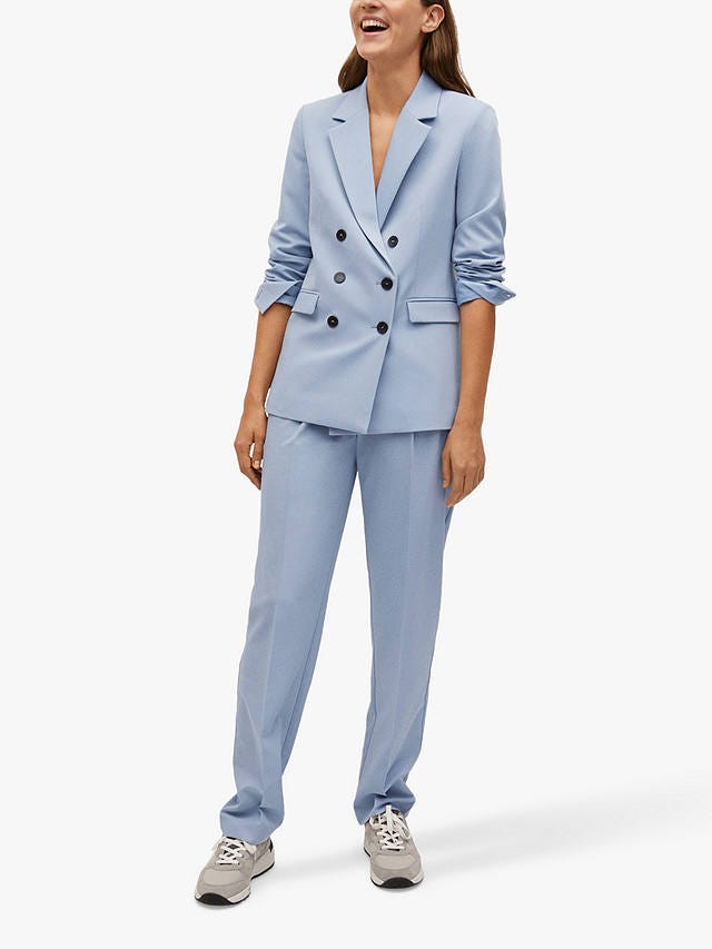 Mango Structured Suit Blazer, Pastel Blue