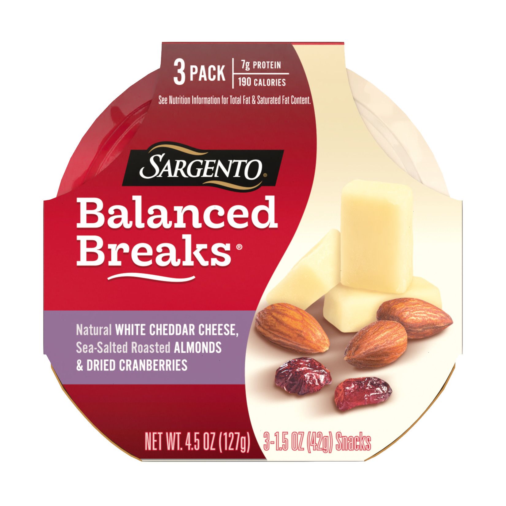 White Cheddar Cheese, Sea Salted Roasted Almonds, and Dried Cranberries