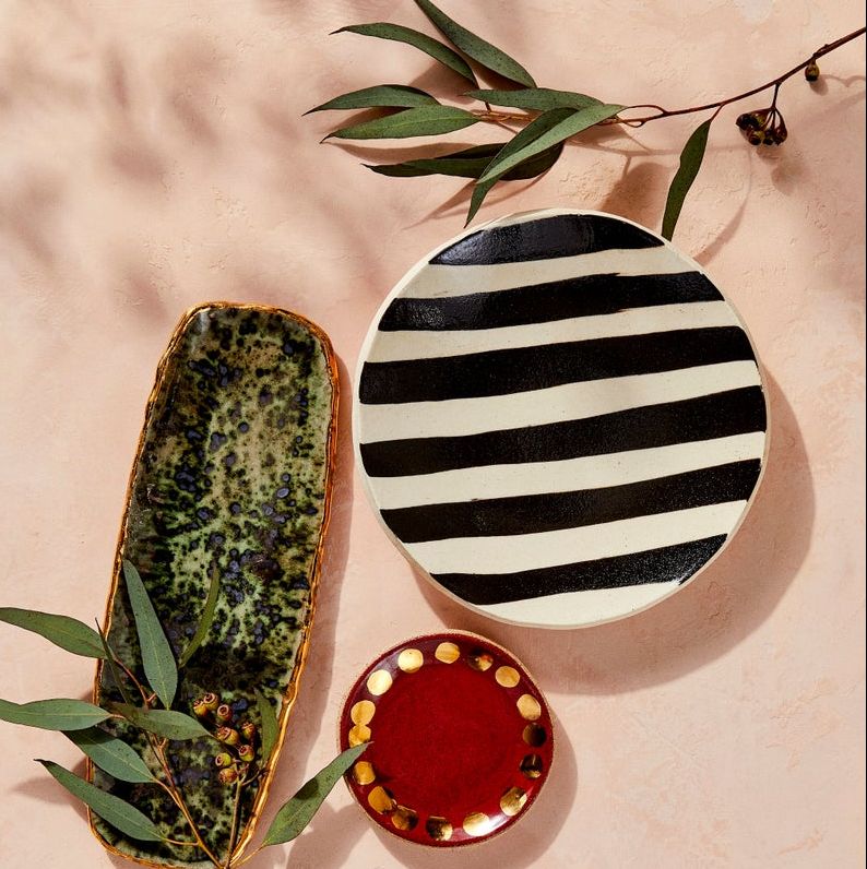 House of Harlow 1960 Creator Collab Striped Circle Tray