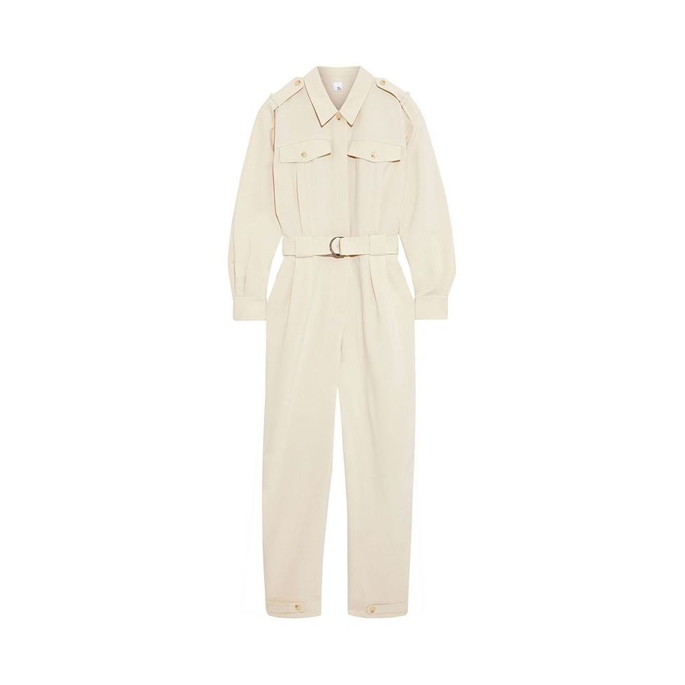 Erin Belted Pleated Drill Jumpsuit