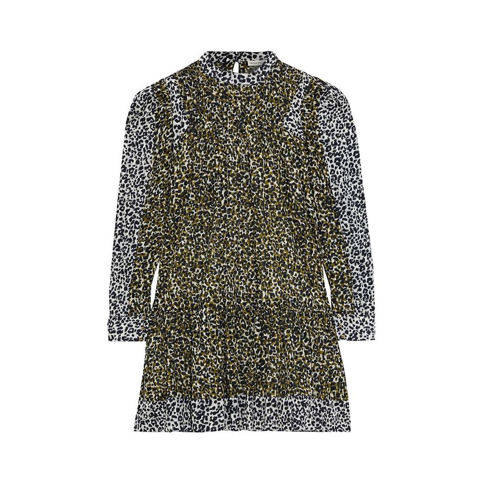 Amira Pintucked Leopard-Print Cotton-Voile Mini Dress