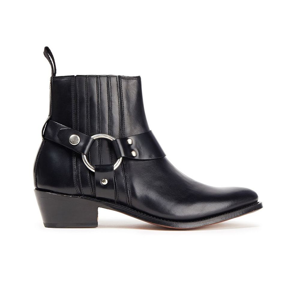 Marley Ring-Embellished Glossed-Leather Ankle Boots