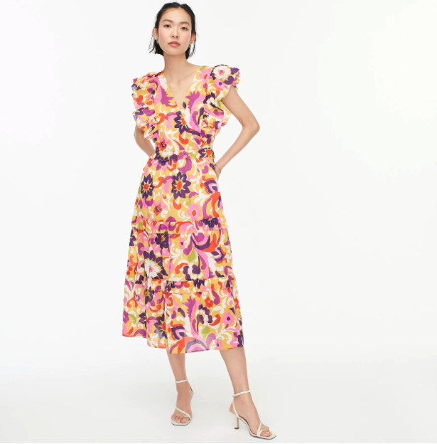 Ruffle-sleeve dress in Ratti® curly floral