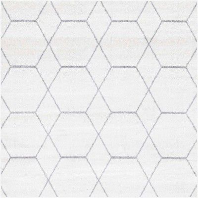 Geometric Trellis Frieze Rug Ivory/Gray 
