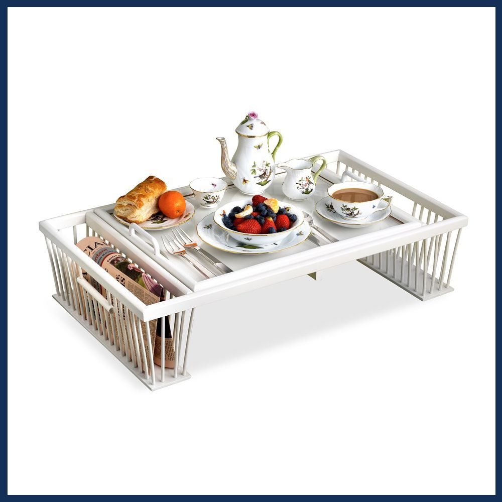Breakfast Bed Tray with Reading Rack, White
