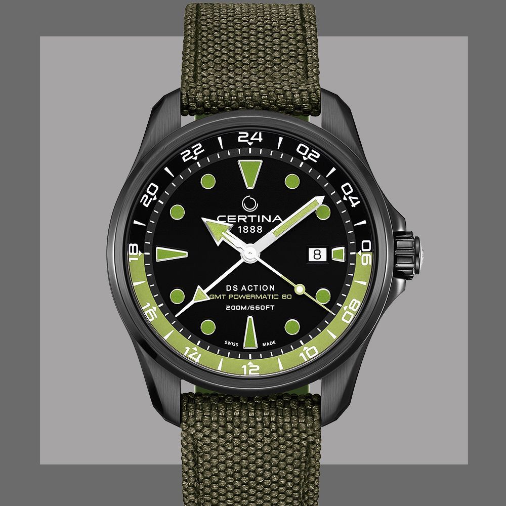 DS Action GMT Black and Green Bezel