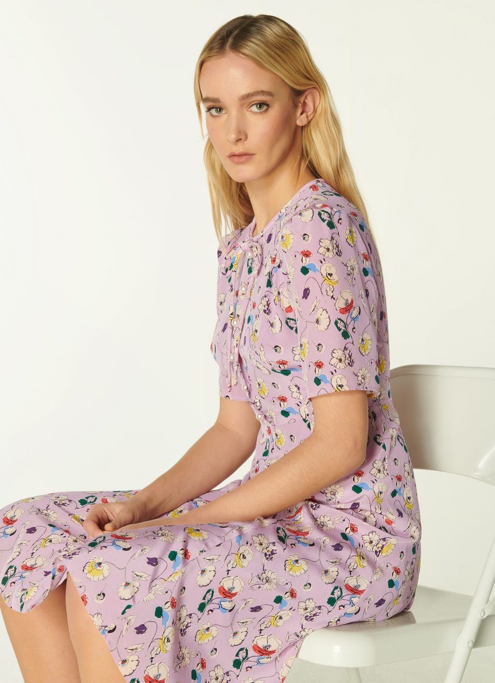Montana Lilac Anemone Print Silk Tea Dress, LK Bennett, £236