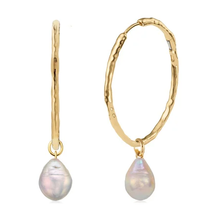Gold Vermeil Siren Muse Large Hoop and Pearl Earring Set