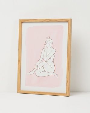 Peach Female Figure Back Framed Wall Art