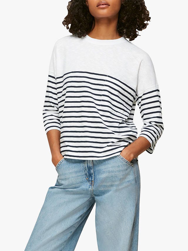Whistles Breton Stripe Top, Navy/Multi