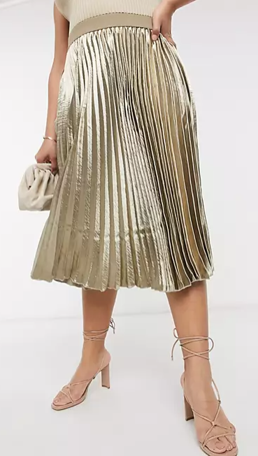 Outrageous Fortune Plus pleated midi skirt in metallic
