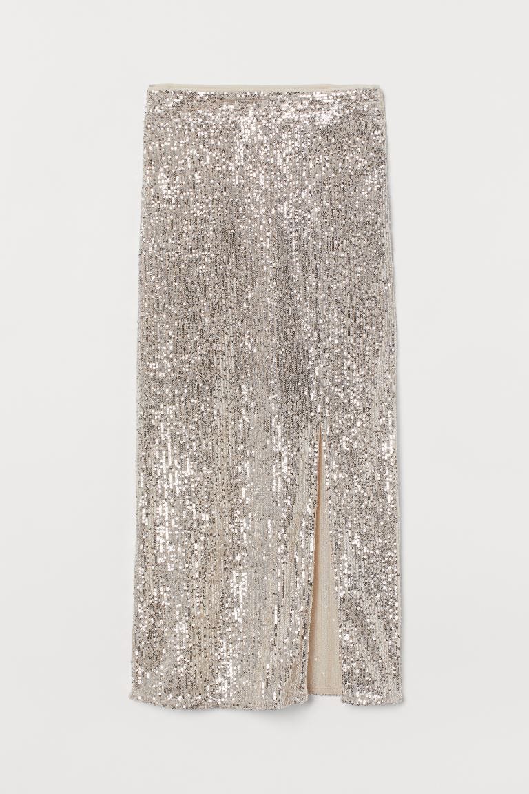 H&M slit-front sequined skirt