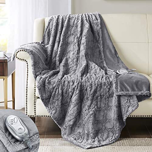 Premium Faux Fur Heated Throw Blanket