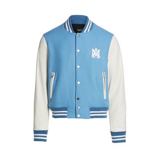 Logo Patch Leather Sleeve Letterman Jacket