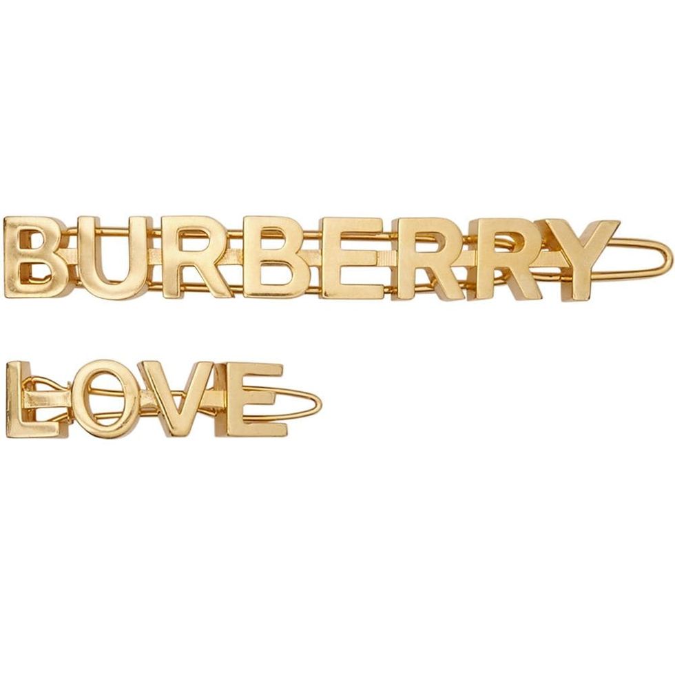 精品髮飾推薦１４：Burberry 金色logo字母髮夾