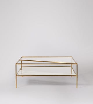 Simmonds Coffee Table, Brass & White Marble