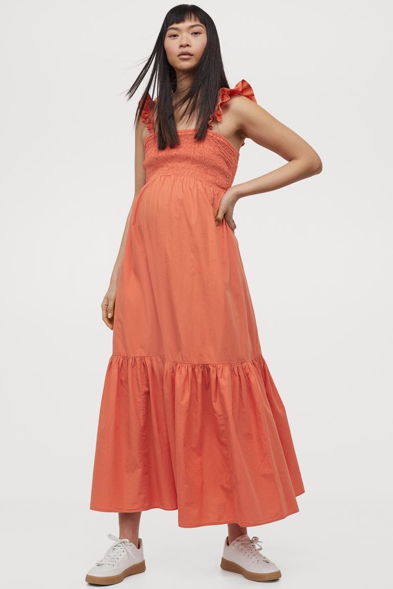 orange maternity maxi dress