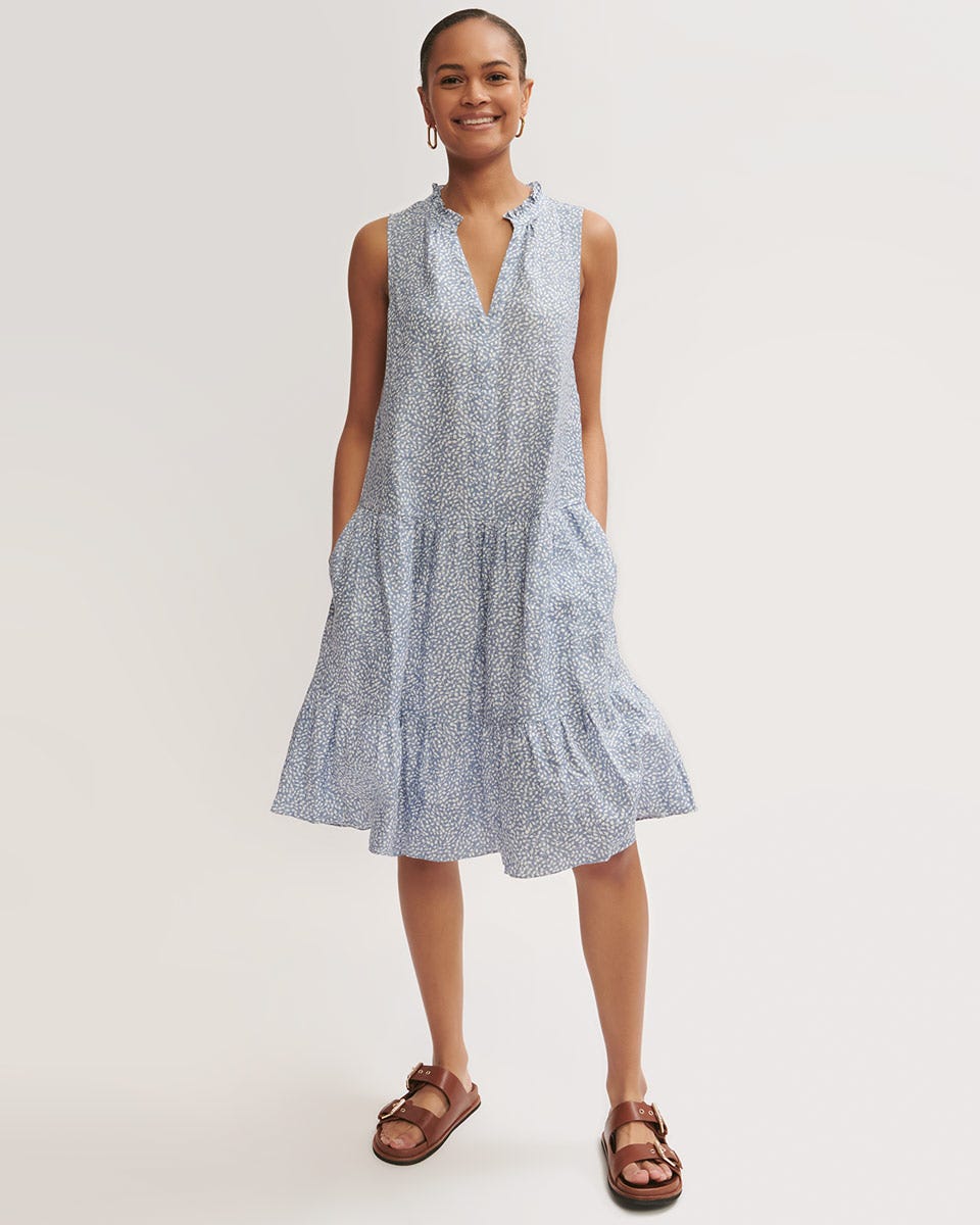 Linen Foliage Ditsy Dress