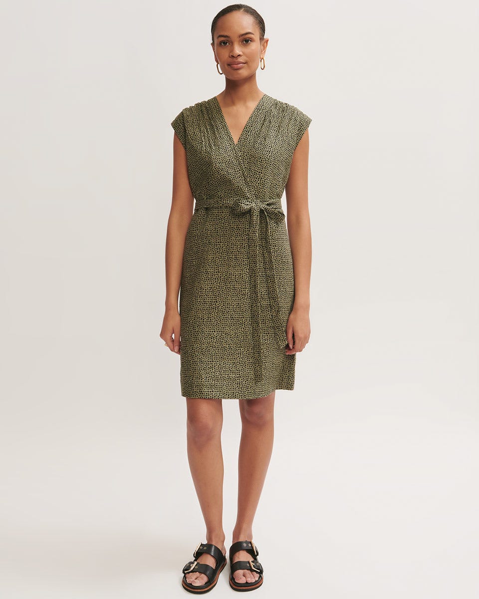 Linen Animal Polka Short Dress