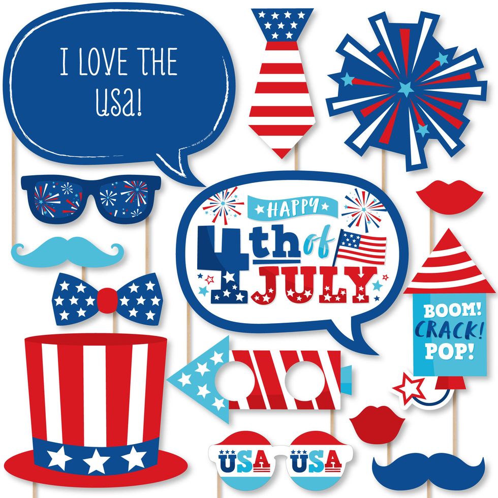 Red, White and Royal Blue Party Photo Booth Props Kit