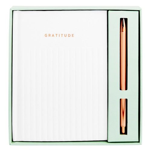 gratitude journal gift set white: kindness