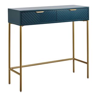 Trixie Two Drawer Console Desk Blue