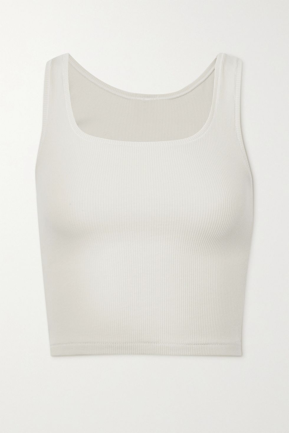 Ribbed cotton-blend jersey tank - Soot