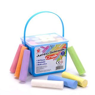 TBC The Best Crafts Giant Sidewalk Chalk, 20 Pieces 7 Colors, Chalk Set with Convenient Case, Washable, Non-toxic, Outdoor, Playground