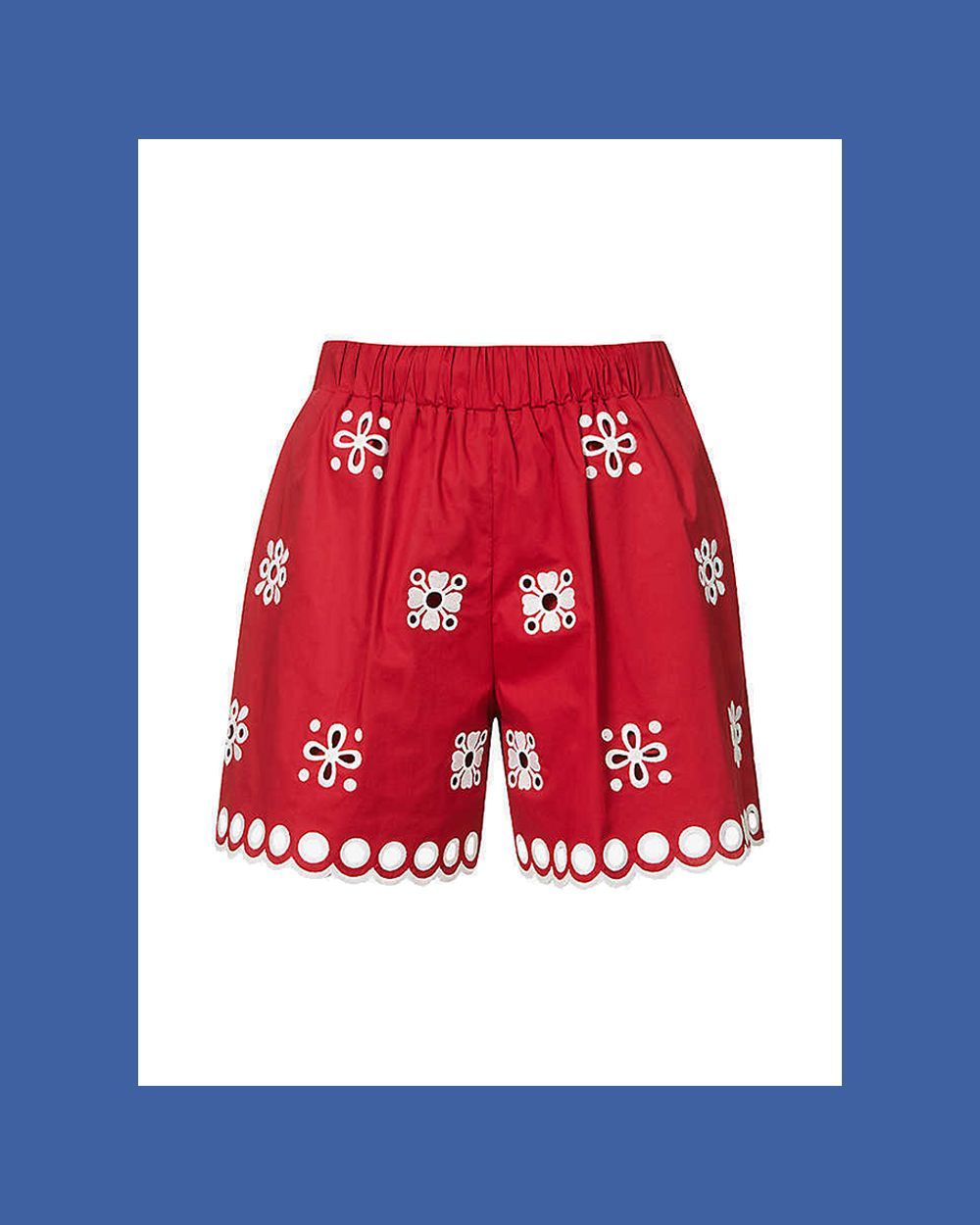 Broderie Anglaise High-Rise Cotton-Blend Shorts