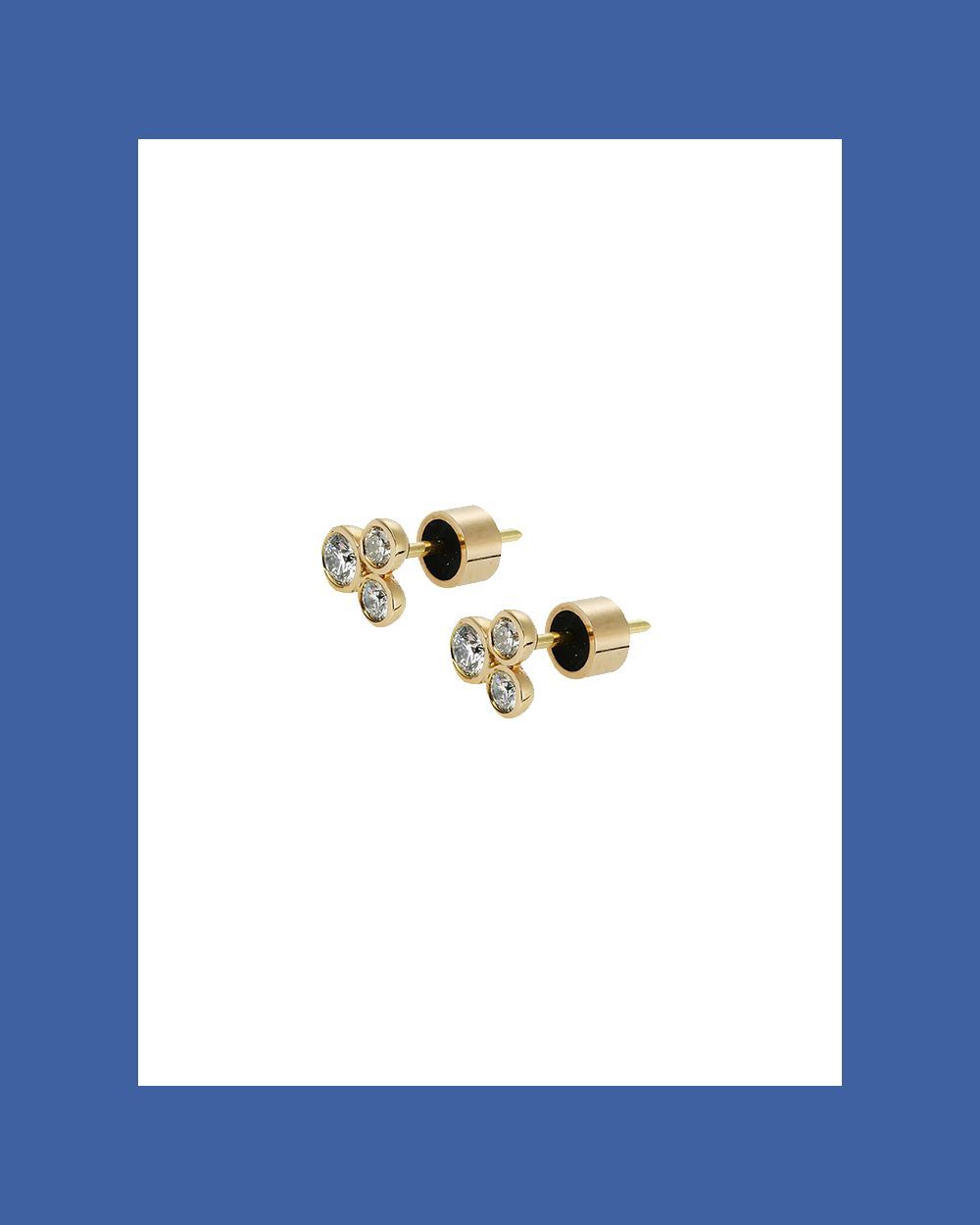Classic Triple Dot 18K Yellow Gold & Diamond Cluster Stud Earrings
